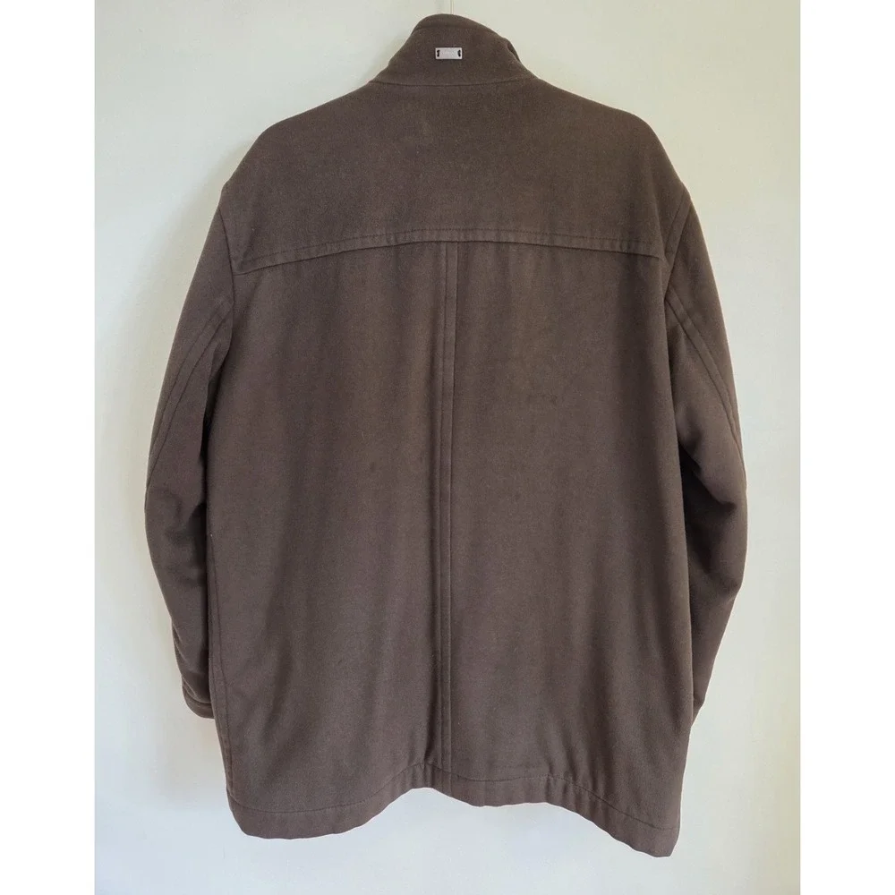 Hugo Boss Brown Wool Cashmere Blend Peacoat Overcoat Jacket Men's 42R Inner Zip